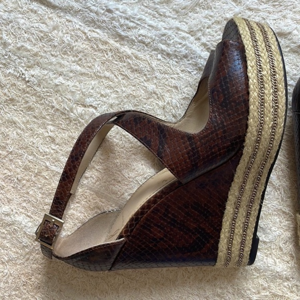 B Brian Atwood snakeskin wedges